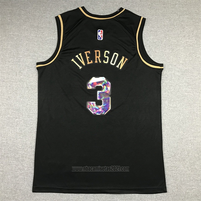 Camiseta Golden Edition Philadelphia 76ers Allen Iverson #3 2021-22 Negro